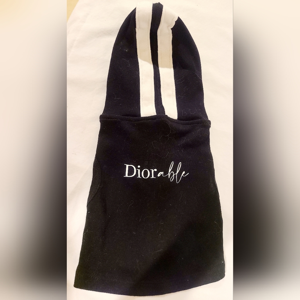 XS (0-4 lb.) Black & White Striped Sleeveless Dog Hoodie